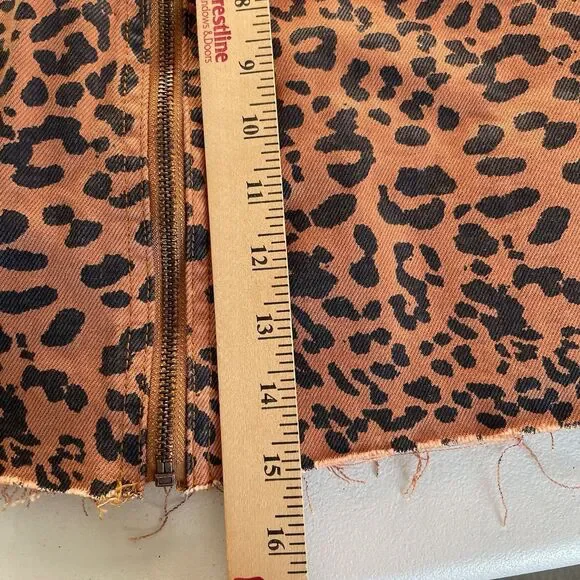 Free People We The Free Denim Mini Skirt Leopard Print Brown Black Women's 28 - Picture 12 of 12